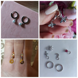 925 Silver Cross Rivet Lightning Charm Earring Hoop for Women Gothic
