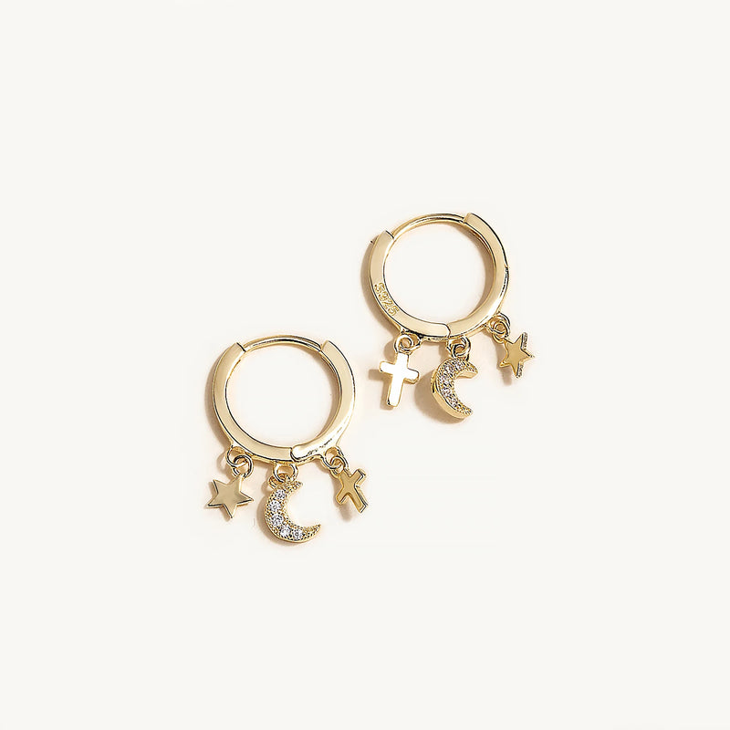 Sterling Silver Small Cross Hoop Earrings