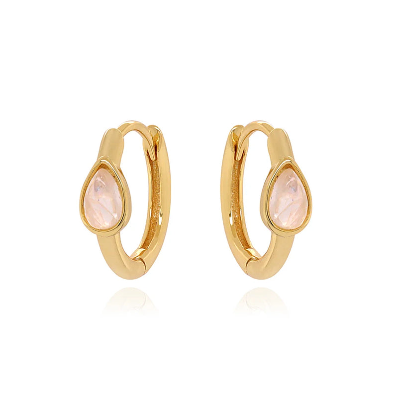 925 Sterling Silver Horse Eye Opal Hoop Earrings