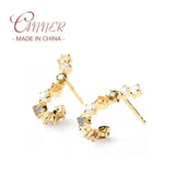 925 Sterling Silver S-Shaped Cubic Zirconia Stud Earrings For Women