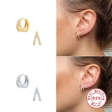 925 Silver Cubic Zirconia Hoop Earrings For Women Girls