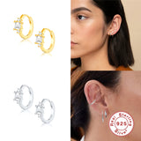 925 Silver Cubic Zirconia Hoop Earrings For Women Girls