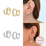 925 Silver Cubic Zirconia Hoop Earrings For Women Girls