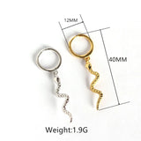 Punk Snake Animal Pendant Tassel Earrings 925 Sterling Silver Jewelry