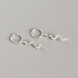 Punk Snake Animal Pendant Tassel Earrings 925 Sterling Silver Jewelry