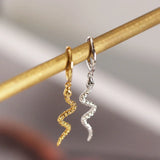 Punk Snake Animal Pendant Tassel Earrings 925 Sterling Silver Jewelry