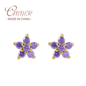 925 Silver Purple Zircon Stud Earrings For Women