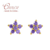 925 Silver Purple Zircon Stud Earrings For Women