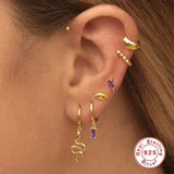 925 Silver Purple Zircon Stud Earrings For Women