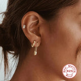 Pink Zircon Pin Earrings 925 Sterling Silver Studs Pendientes Plata Jewelry