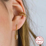 Pink Zircon Pin Earrings 925 Sterling Silver Studs Pendientes Plata Jewelry