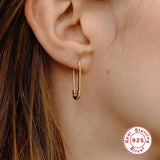 Pink Zircon Pin Earrings 925 Sterling Silver Studs Pendientes Plata Jewelry