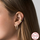 925 Sterling Silver Hoop Earrings For Women Punk Party Jewelry