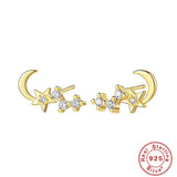 925 Sterling Silver Stud Earrings with Zircon Crystal