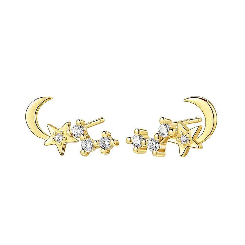 925 Sterling Silver Stud Earrings with Zircon Crystal