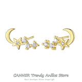 925 Sterling Silver Stud Earrings with Zircon Crystal