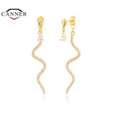 Snake Pendant Stud Earrings 925 Silver 18k Plated Fine Jewelry