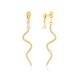 Snake Pendant Stud Earrings 925 Silver 18k Plated Fine Jewelry