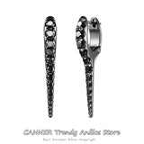 Punk Spike Zircon Hoop Earrings 925 Silver Huggies Piercing Jewelry