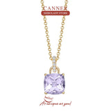 Purple Crystal Necklace 925 Sterling Silver Long Chain Rock Punk Wedding