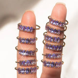 Sterling Silver Purple Diamond Butterfly Moon Ring