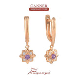 Purple Flower Silver 925 Earrings For Women Zirconia