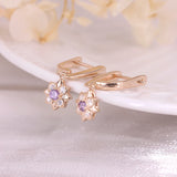 Purple Flower Silver 925 Earrings For Women Zirconia