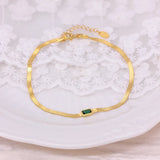 Purple Green Zircon 925 Sterling Silver Bracelet for Women French Niche Chain