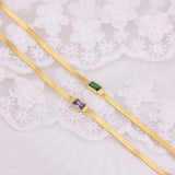 Purple Green Zircon 925 Sterling Silver Bracelet for Women French Niche Chain