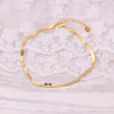 Purple Green Zircon 925 Sterling Silver Bracelet for Women French Niche Chain