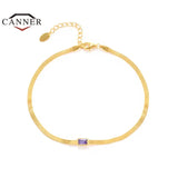 Purple Green Zircon 925 Sterling Silver Bracelet for Women French Niche Chain