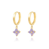 Purple Zircon Ear Hoops 925 Sterling Silver Round Hoop Earrings Gift