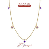 Purple Zircon Necklace 925 Sterling Silver Long Chain Diamond Choker