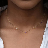 Purple Zircon Necklace 925 Sterling Silver Long Chain Diamond Choker