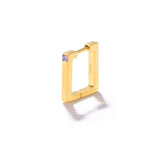 Purple Zircon Square Earrings 925 Sterling Silver Piercing Jewelry