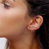 Rainbow Zircon Moon Star Stud Earrings 925 Sterling Silver CZ Crystal Earrings