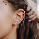 Rainbow Zircon Moon Star Stud Earrings 925 Sterling Silver CZ Crystal Earrings