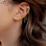 Rainbow Zircon Moon Star Stud Earrings 925 Sterling Silver CZ Crystal Earrings