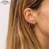 Rainbow Zircon Moon Star Stud Earrings 925 Sterling Silver CZ Crystal Earrings