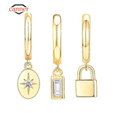 925 Sterling Silver Drop Earrings Round Pendant Jewelry Accessories