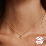 925 Sterling Heart Diamond Pendant Choker Necklace