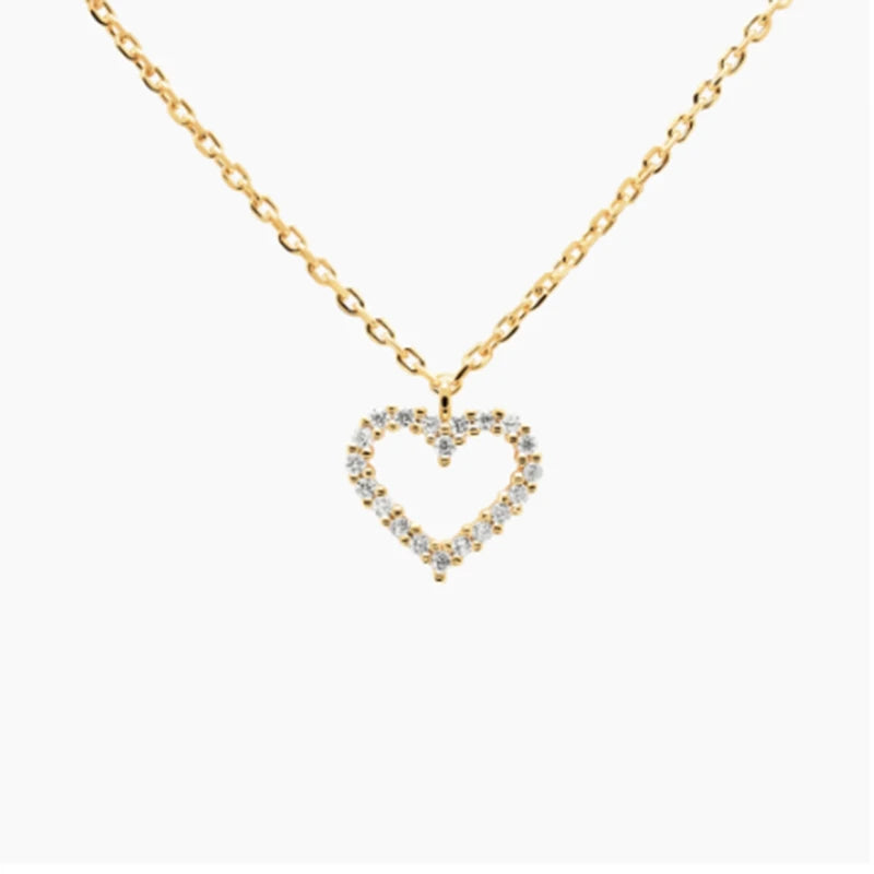 925 Sterling Heart Diamond Pendant Choker Necklace