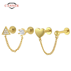 925 Sterling Silver 18k Plated Stud Earrings for Women Cartilage Piercing