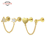 925 Sterling Silver 18k Plated Stud Earrings for Women Cartilage Piercing