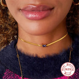 925 Silver Snake Chain Choker Necklace Fine Jewelry