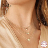 925 Silver Letter Round Choker Necklace Women Fine Jewelry