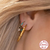 925 Silver Bohemian Bead Earrings Women Hoop Party Jewelry