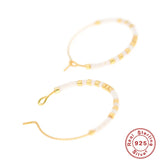 925 Silver Bohemian Bead Earrings Women Hoop Party Jewelry