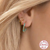 925 Silver Bohemian Bead Earrings Women Hoop Party Jewelry