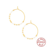 925 Silver Bohemian Bead Earrings Women Hoop Party Jewelry